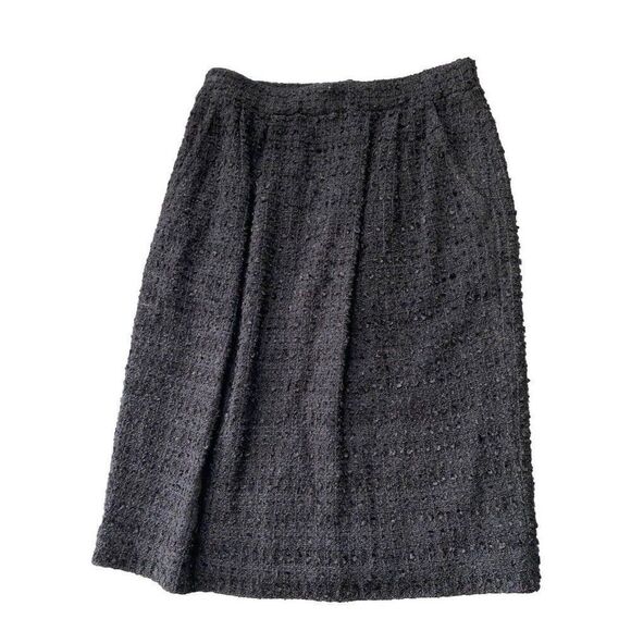 St. John Couture Skirt Black Tweed Wool Blend Pocketed 6 Mid Length - Picture 1 of 7